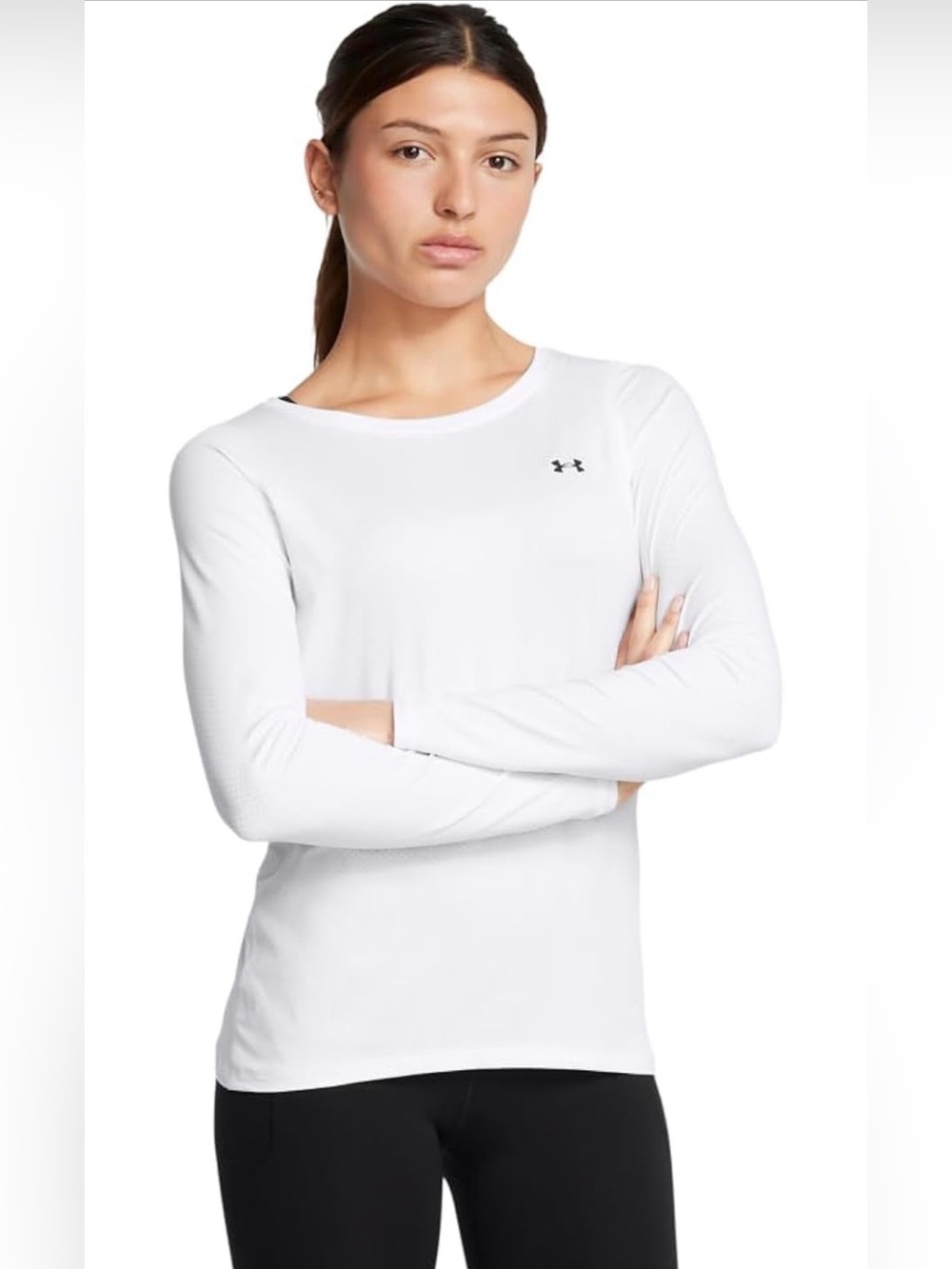 Under Armour White Long-Sleeve women’s heat gear Performance Tee size medium